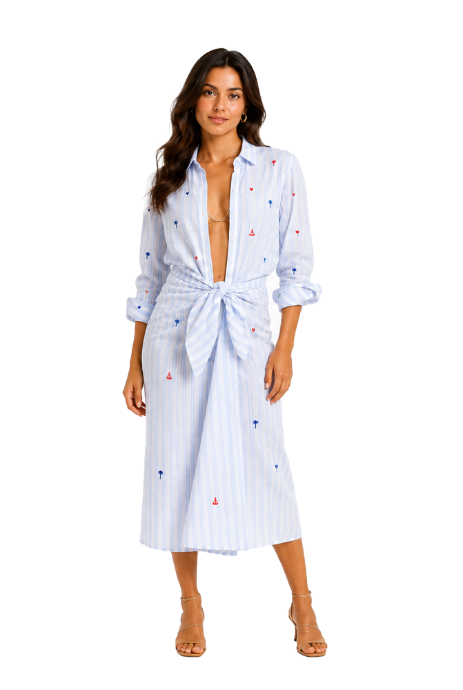 The Linen Sail Away Button Down detail view 3 — Romi Basha Designs