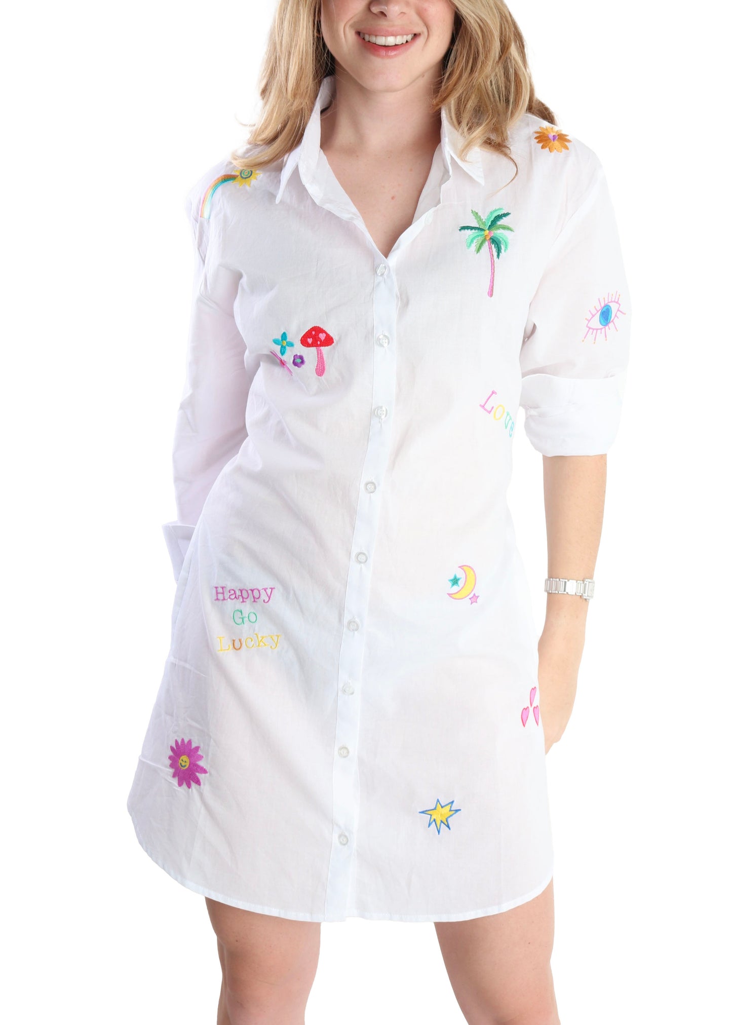 White Sandy Shirt Dress