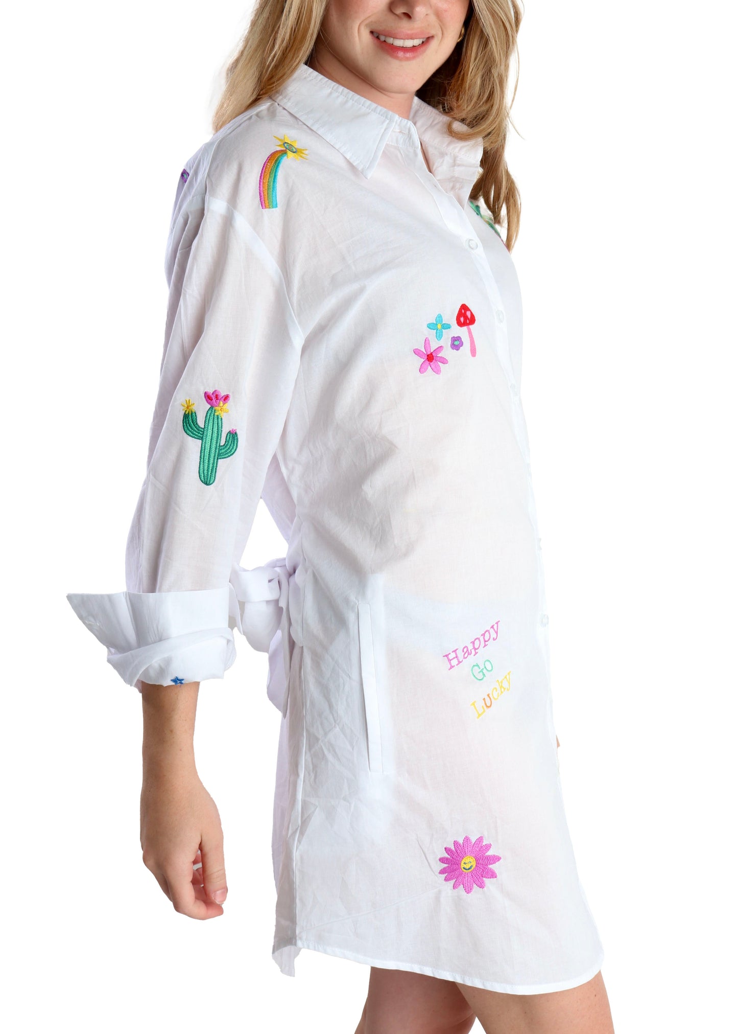 White Sandy Shirt Dress
