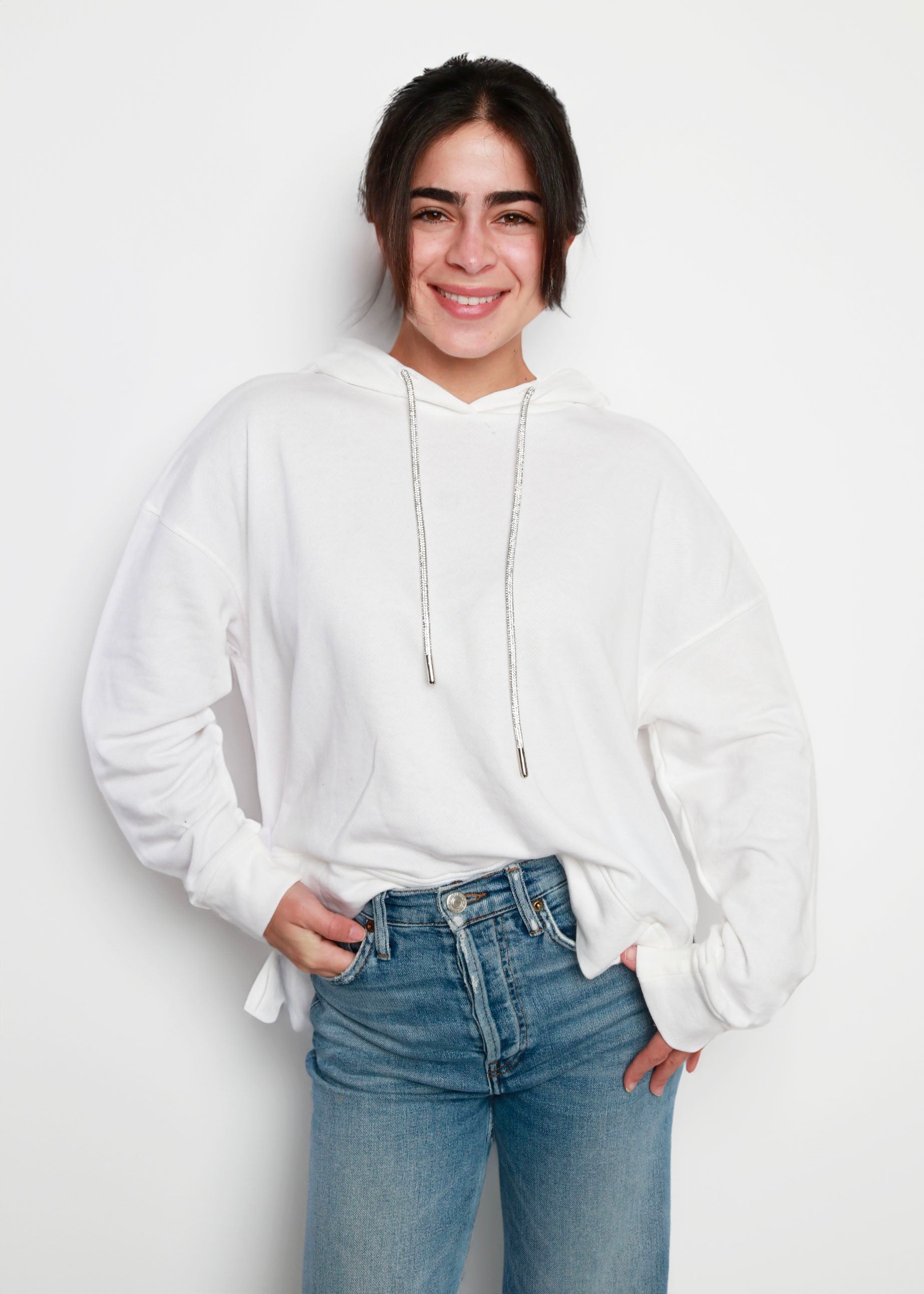 Hoodie with open online shoulders