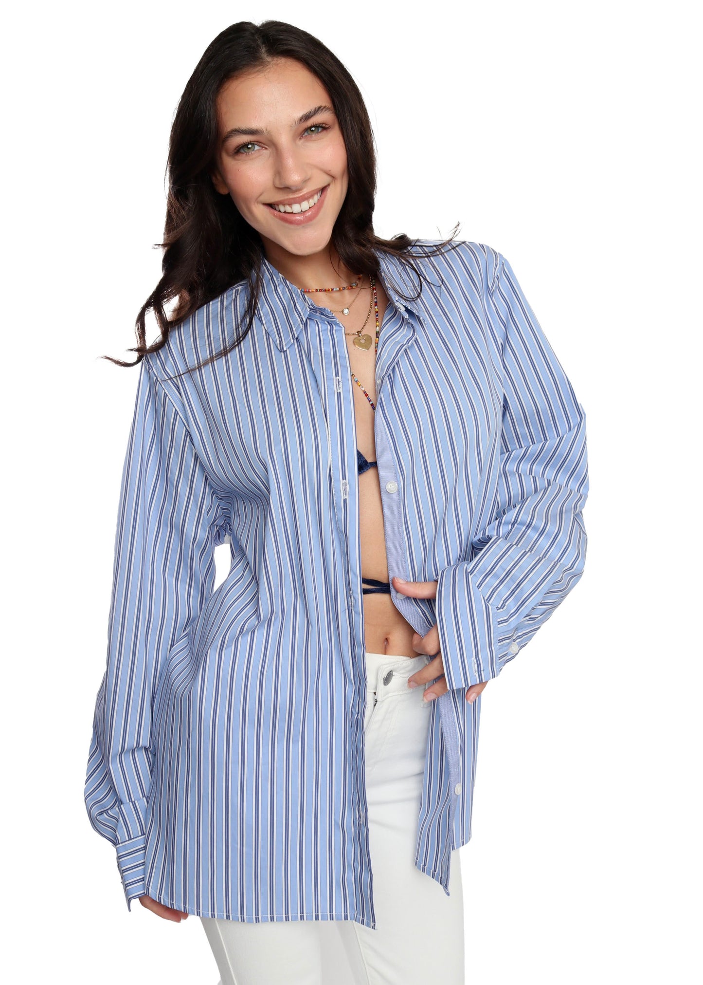 Blue Selena Shirt detail view 4 - Romi Basha Designs