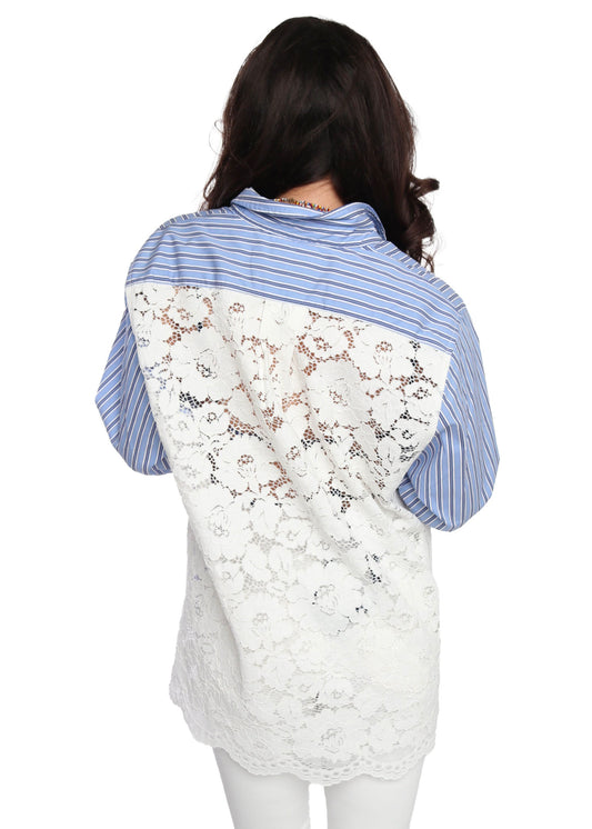 Blue Selena Shirt detail view 1 - Romi Basha Designs
