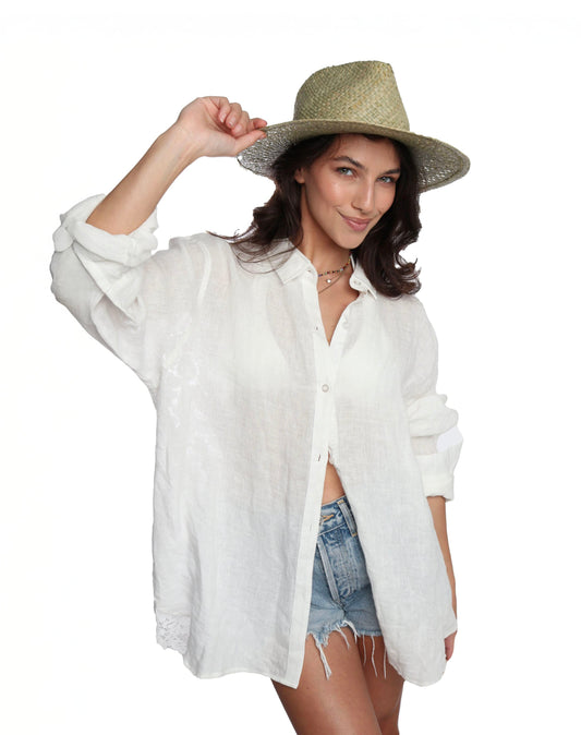 Cream Linen Selena Shirt - Romi Basha