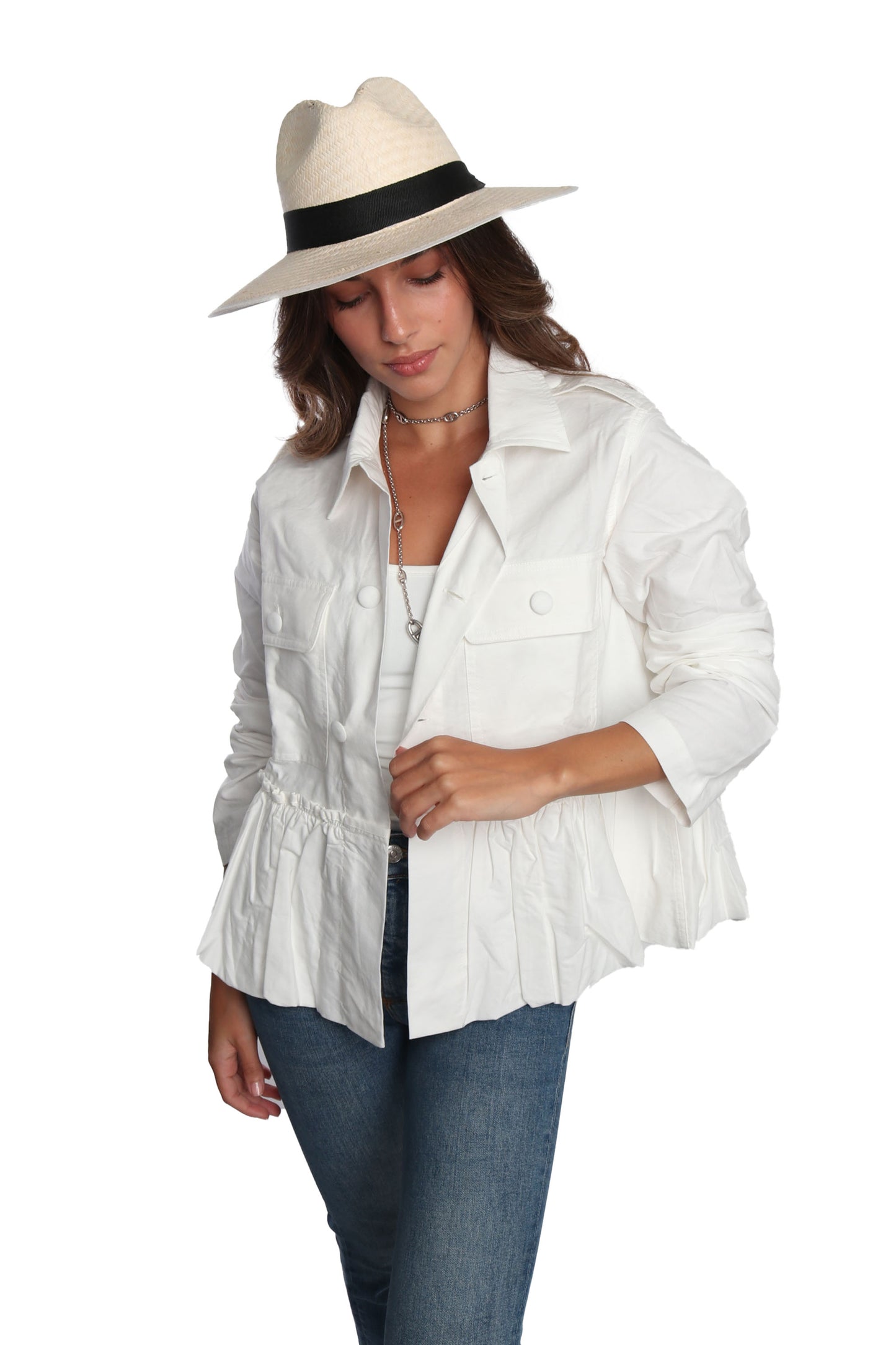 White Peplum Jacket