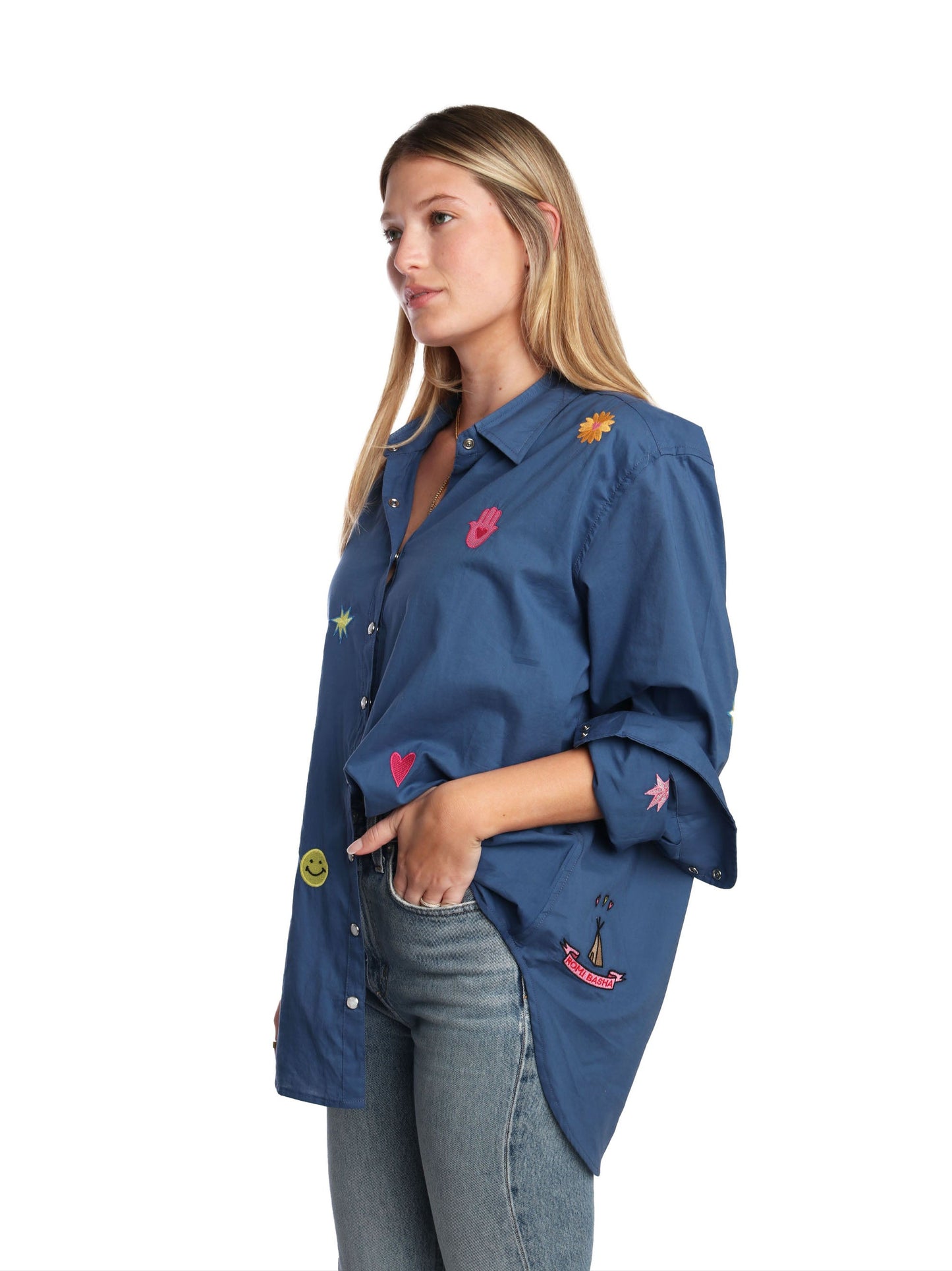Navy Peony Shirt