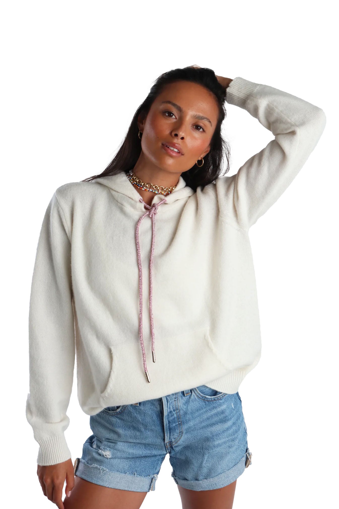 Rhinestone Cashmere Hoodie