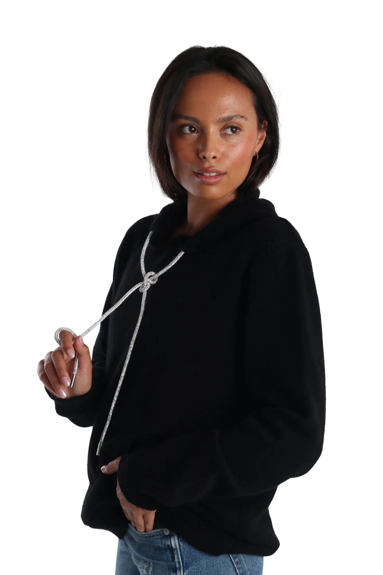 Rhinestone Cashmere Hoodie