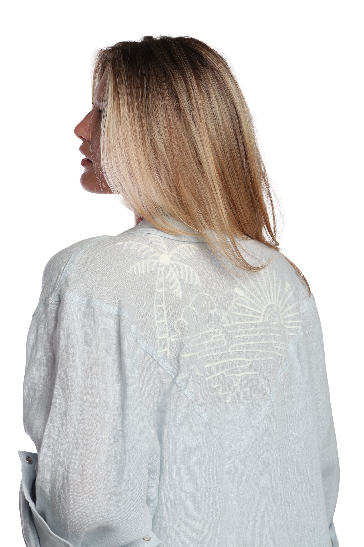 Pale Blue Linen Roma Shirt