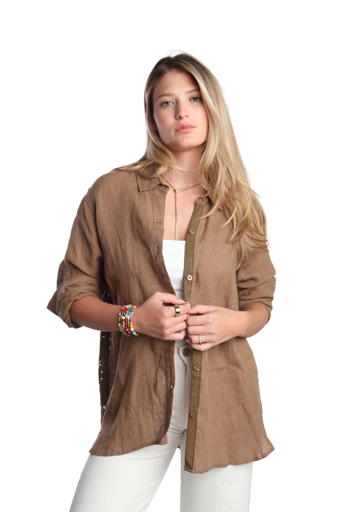 Camel Linen Selena Shirt
