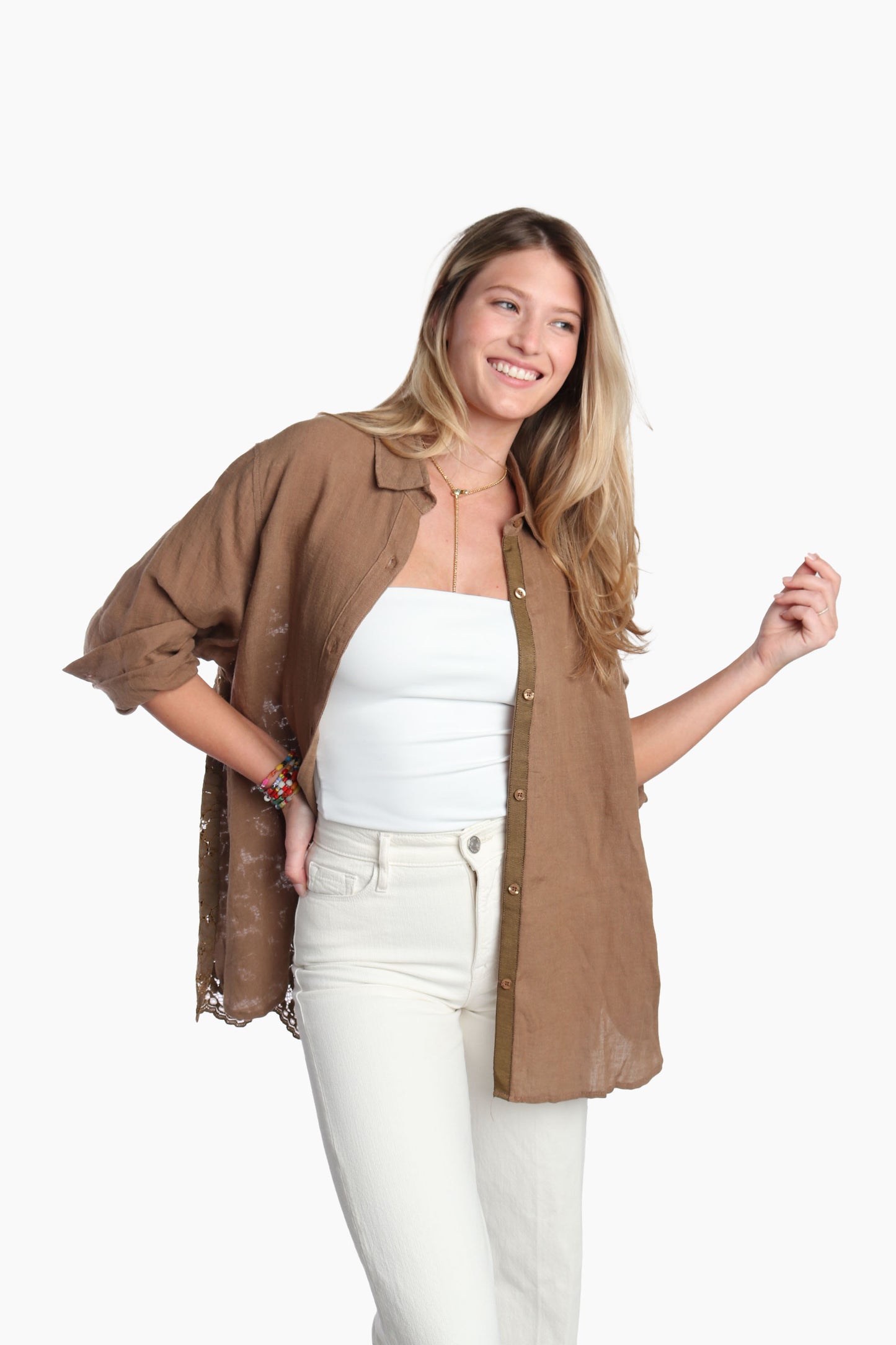 Camel Linen Selena Shirt