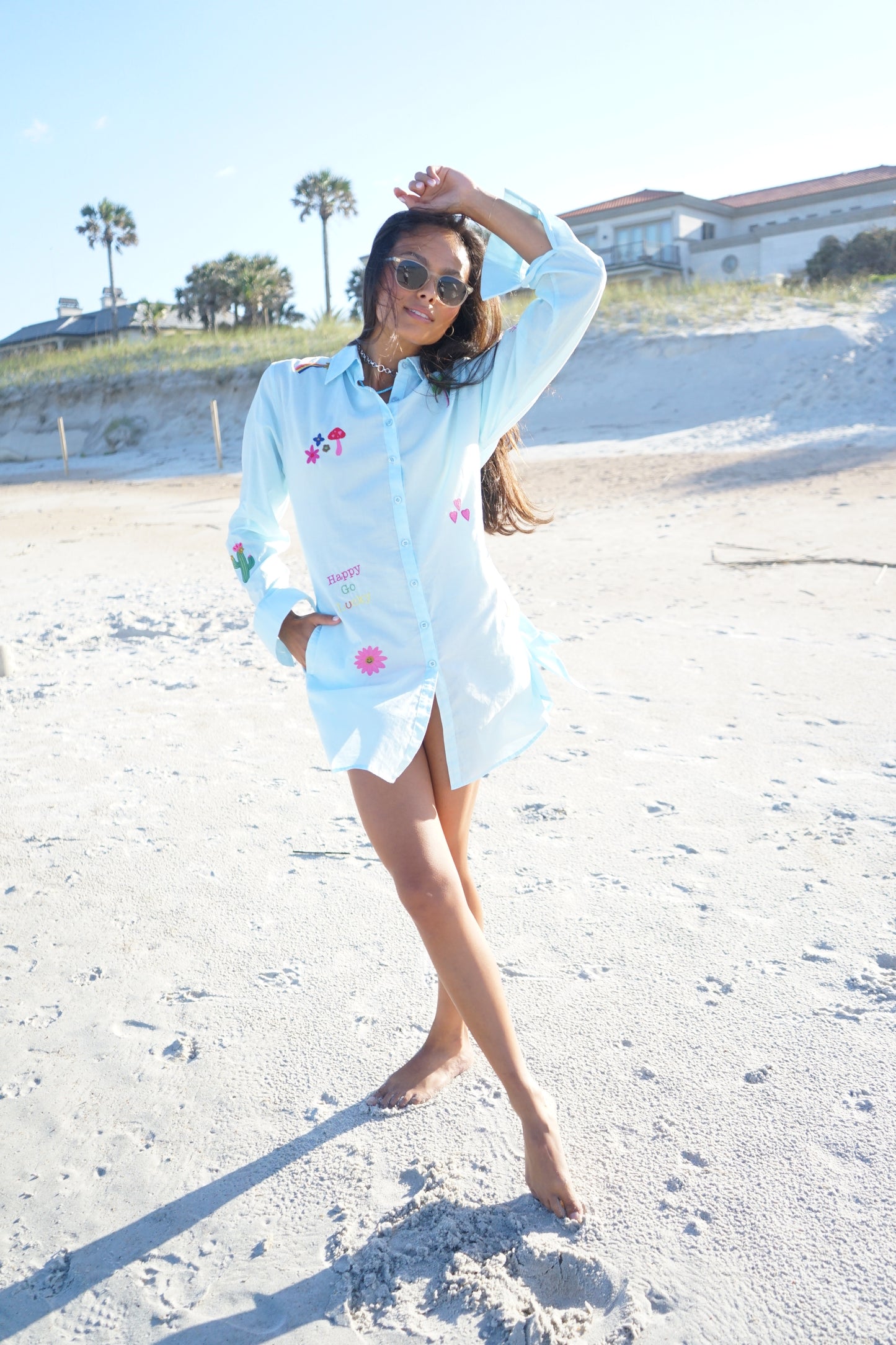 Aqua Sandy Shirt Dress