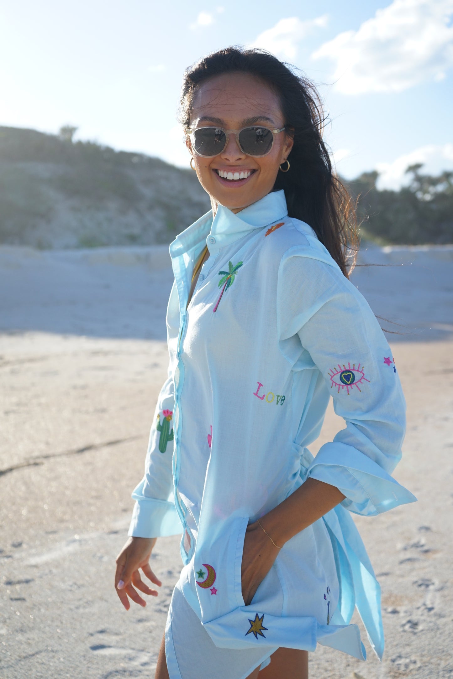 Aqua Sandy Shirt Dress