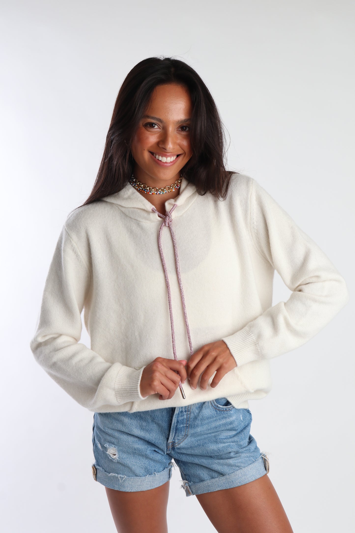 Rhinestone Cashmere Hoodie