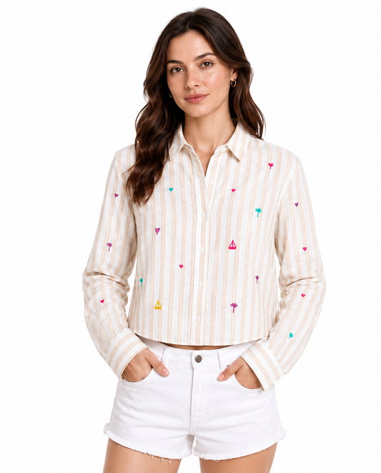 The Linen Sail Away Button Down — Romi Basha Designs