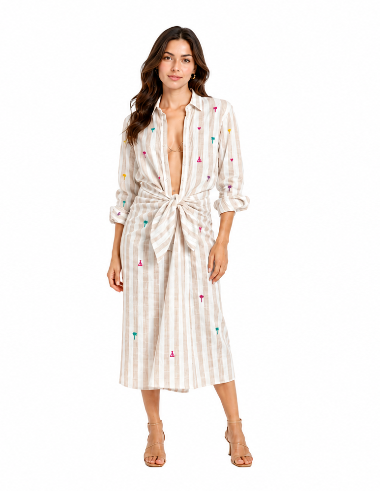 The Linen Sail Away Button Down detail view 3 — Romi Basha Designs