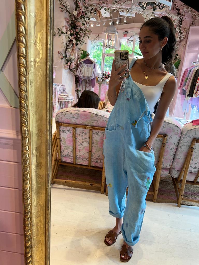 Groovy Linen Jumpsuit detail view 1 — Romi Basha Designs
