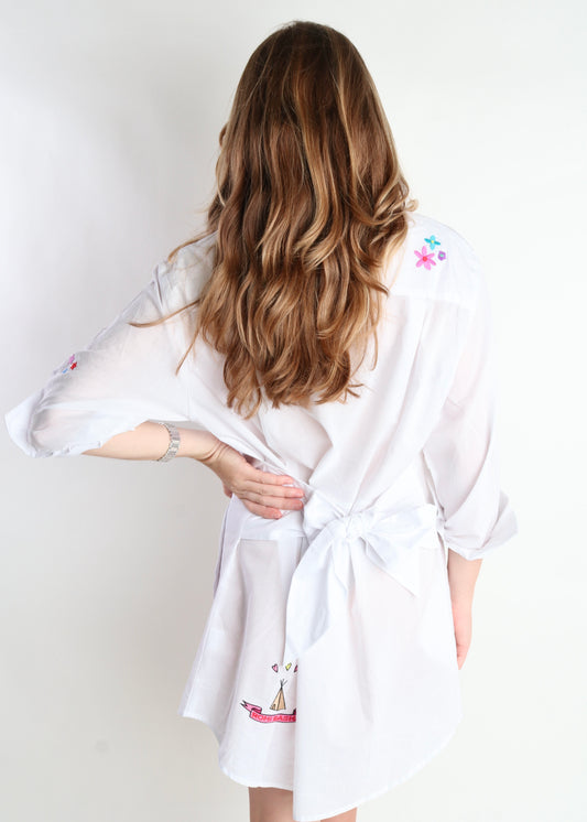 White Sandy Shirt Dress