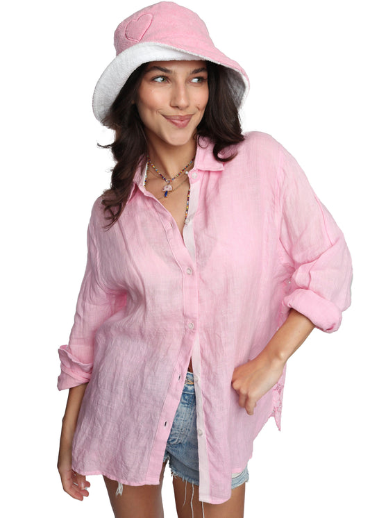 Pink Linen Selena Shirt
