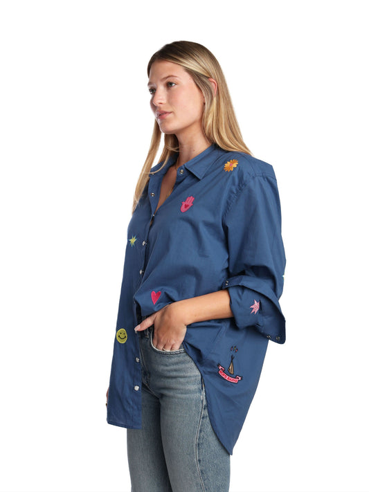 Navy Peony Shirt