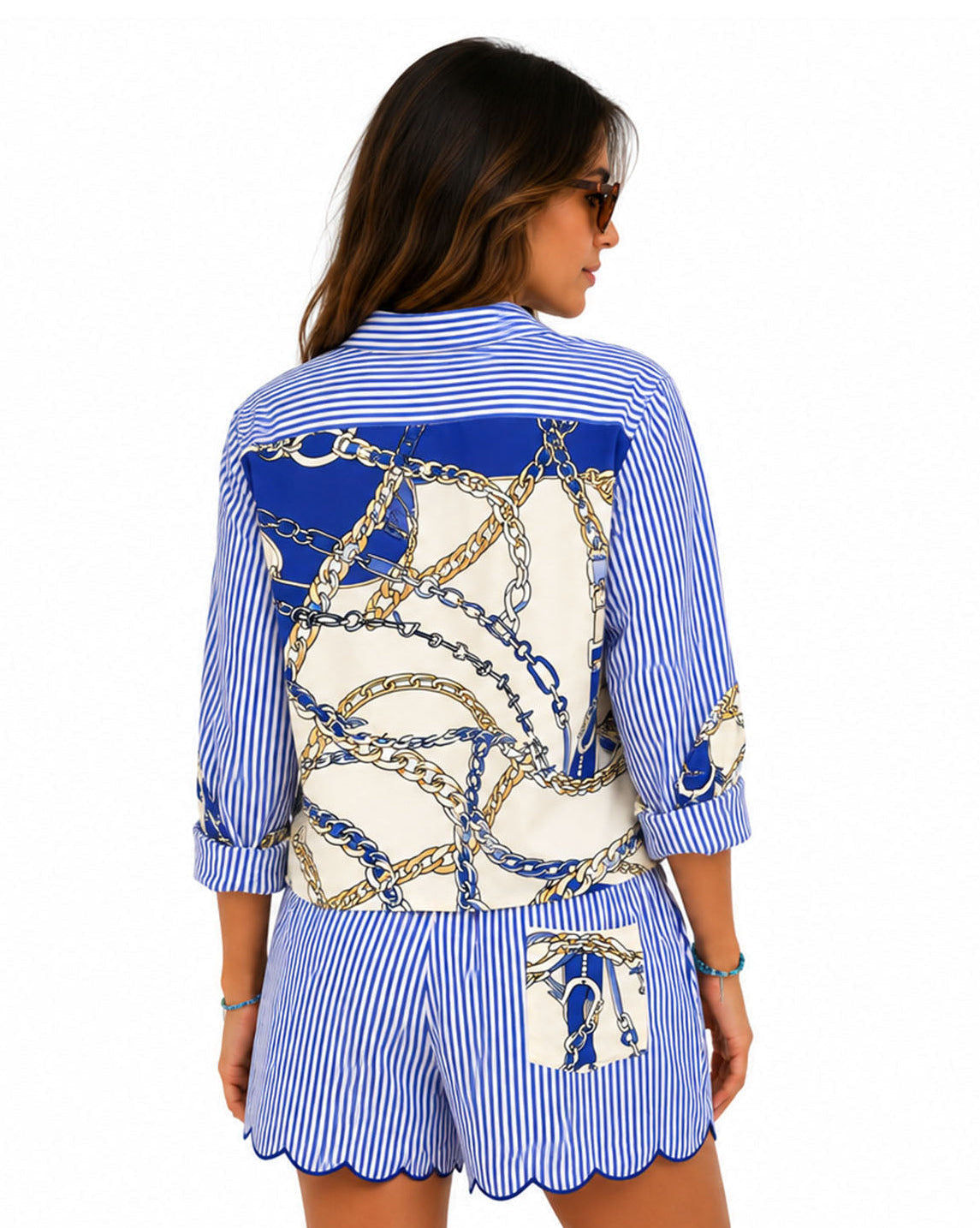The Navy Riley Button Down - Romi Basha Designs