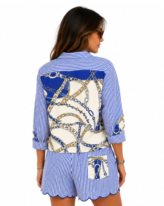 The Navy Riley Button Down - Romi Basha Designs
