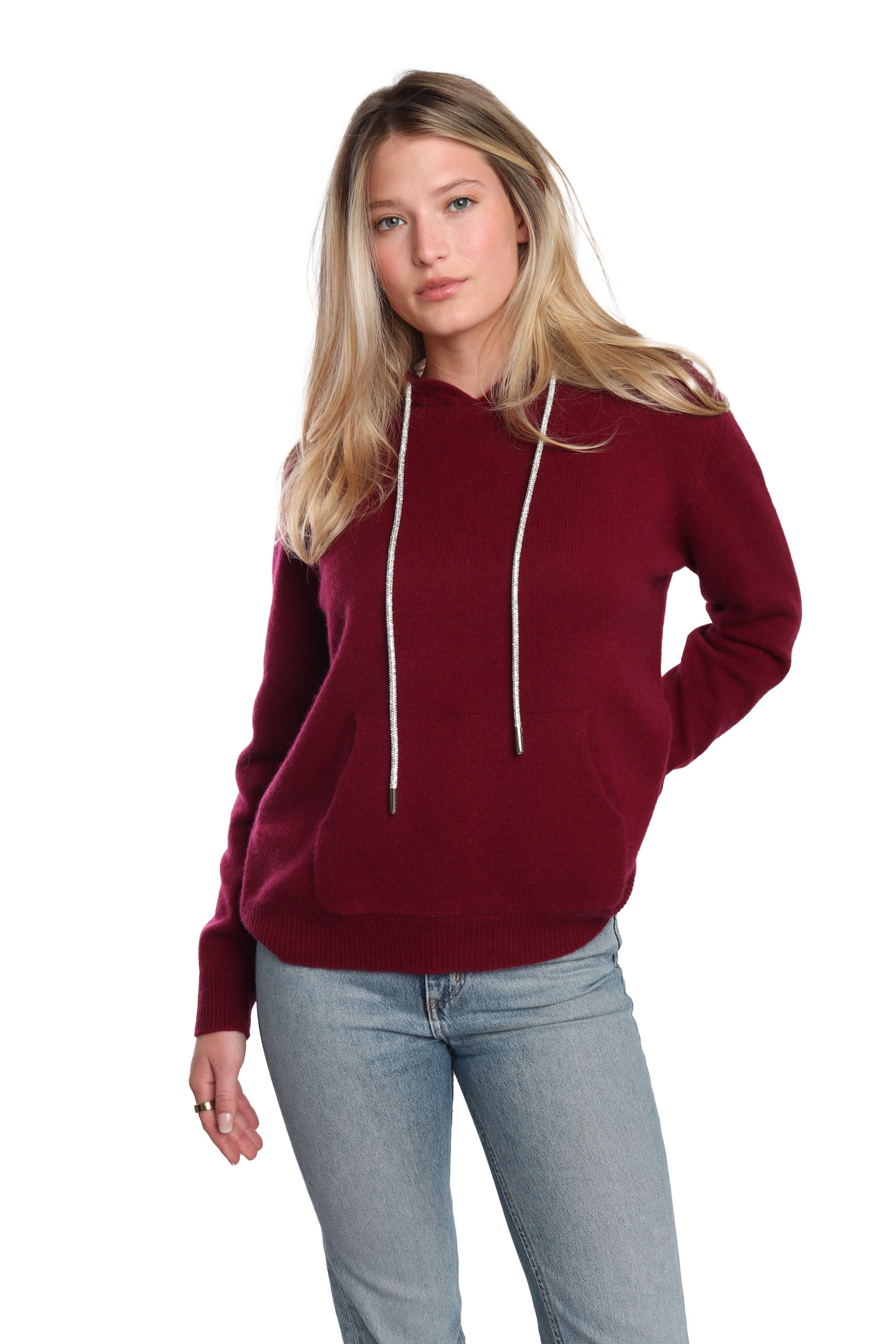 Rhinestone Cashmere Hoodie detail view 9 — Romi Basha Designs