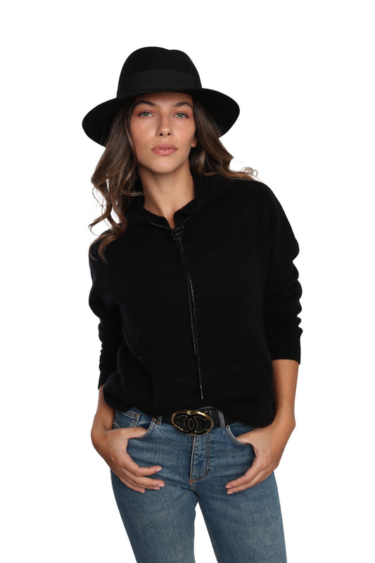 Rhinestone Cashmere Hoodie detail view 3 — Romi Basha Designs