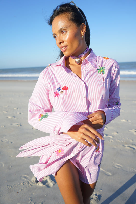 Striped Sunshine Shirt Dress detail view 2 - Romi Basha Designs
