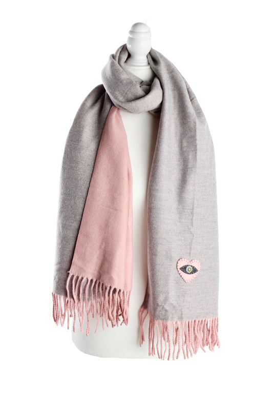 Grey/Pink Cashmere Pashmina