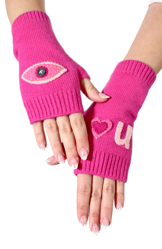 Cashmere | Pink Fingerless Gloves