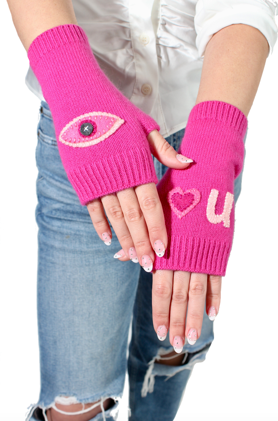 Cashmere | Pink Fingerless Gloves