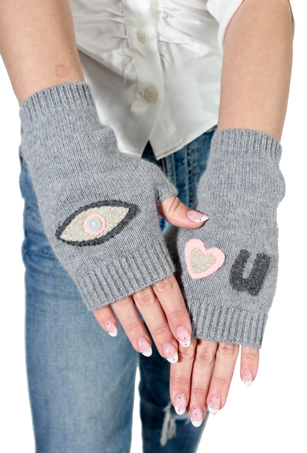 Cashmere | Grey Fingerless Gloves