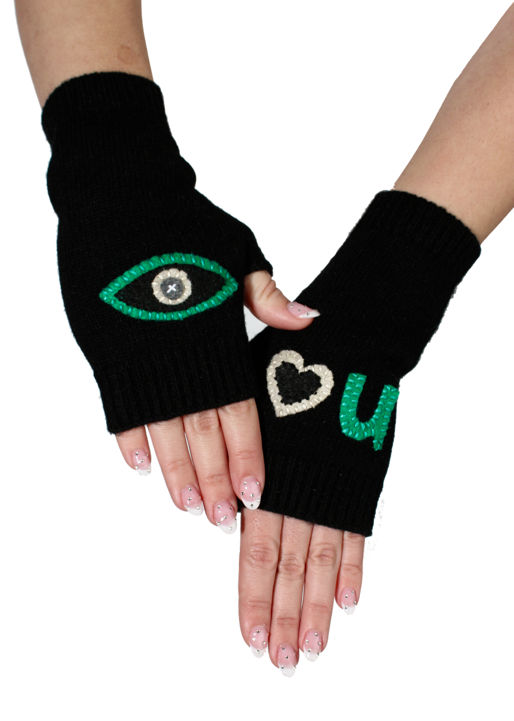 Cashmere | Black Fingerless Gloves